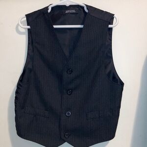 Boy's Black Pinstripe Vest